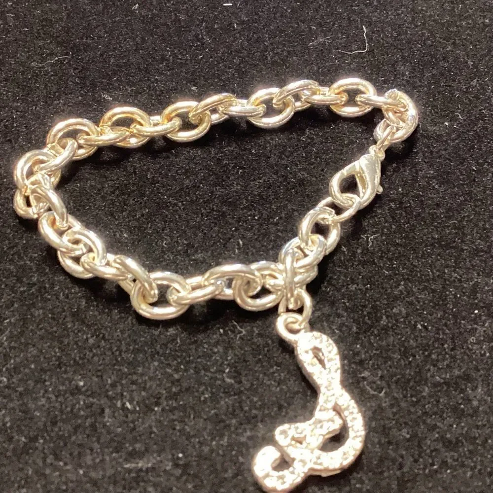 Silvertone Link Bracelet with Symbol Charm